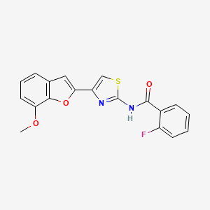 molecular formula C19H13FN2O3S B2534348 2-fluoro-N-[4-(7-méthoxy-1-benzofuran-2-yl)-1,3-thiazol-2-yl]benzamide CAS No. 921869-90-1