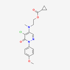 molecular formula C18H20ClN3O4 B2534352 2-((5-氯-1-(4-甲氧基苯基)-6-氧代-1,6-二氢-4-嘧啶嗪基)(甲基)氨基)乙基环丙烷羧酸酯 CAS No. 477867-34-8