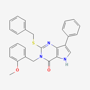 molecular formula C27H23N3O2S B2534353 2-(benzylthio)-3-(2-methoxybenzyl)-7-phenyl-3H-pyrrolo[3,2-d]pyrimidin-4(5H)-one CAS No. 1793845-96-1