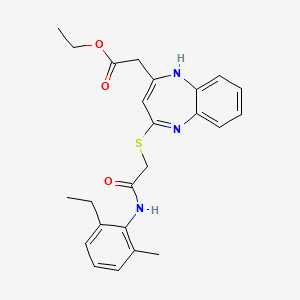 molecular formula C24H27N3O3S B2534354 乙酸[4-({2-[(2-乙基-6-甲基苯基)氨基]-2-氧代乙基}硫代)-1H-1,5-苯并二氮杂卓-2-基] CAS No. 1251629-15-8