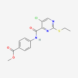 molecular formula C15H14ClN3O3S B2534360 Methyl 4-(5-chloro-2-(ethylthio)pyrimidine-4-carboxamido)benzoate CAS No. 879931-11-0