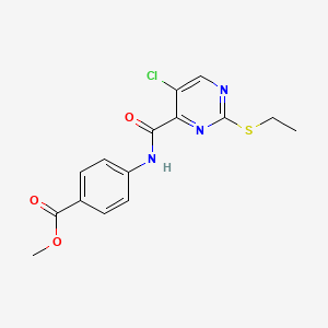 molecular formula C15H14ClN3O3S B2534360 4-(5-氯-2-(乙硫基)嘧啶-4-甲酰胺)苯甲酸甲酯 CAS No. 879931-11-0