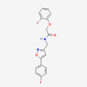 molecular formula C18H14F2N2O3 B2534361 2-(2-氟苯氧基)-N-((5-(4-氟苯基)异恶唑-3-基)甲基)乙酰胺 CAS No. 953010-59-8
