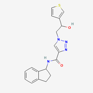 molecular formula C18H18N4O2S B2534370 N-(2,3-dihydro-1H-inden-1-yl)-1-(2-hydroxy-2-(thiophen-3-yl)ethyl)-1H-1,2,3-triazole-4-carboxamide CAS No. 2034393-20-7