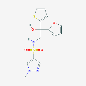 molecular formula C14H15N3O4S2 B2534375 N-(2-(呋喃-2-基)-2-羟基-2-(噻吩-2-基)乙基)-1-甲基-1H-吡唑-4-磺酰胺 CAS No. 2034633-42-4