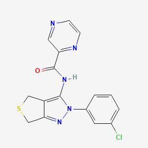 molecular formula C16H12ClN5OS B2534387 N-(2-(3-chlorophenyl)-4,6-dihydro-2H-thieno[3,4-c]pyrazol-3-yl)pyrazine-2-carboxamide CAS No. 1226434-07-6