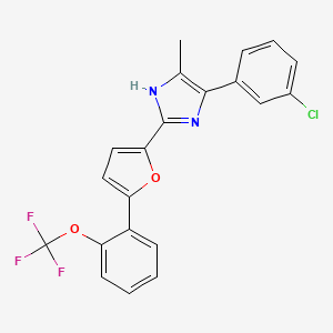 molecular formula C21H14ClF3N2O2 B2534388 4-(3-Chlorophenyl)-5-methyl-2-[5-[2-(trifluoromethoxy)phenyl]furan-2-yl]-1H-imidazole CAS No. 1935723-14-0