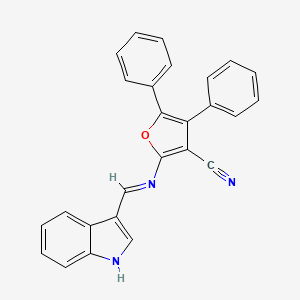 molecular formula C26H17N3O B2534392 2-{[(E)-1H-indol-3-ylmethylidene]amino}-4,5-diphenylfuran-3-carbonitrile CAS No. 324066-72-0