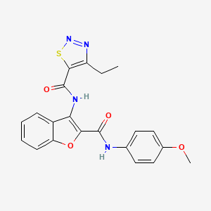 molecular formula C21H18N4O4S B2534396 4-ethyl-N-(2-((4-methoxyphenyl)carbamoyl)benzofuran-3-yl)-1,2,3-thiadiazole-5-carboxamide CAS No. 899979-16-9