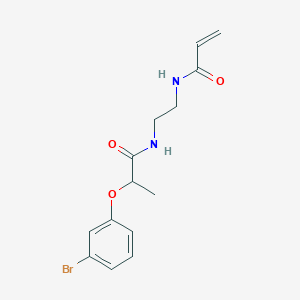 molecular formula C14H17BrN2O3 B2534397 2-(3-溴苯氧基)-N-[2-(丙-2-烯酰胺基)乙基]丙酰胺 CAS No. 1436145-32-2