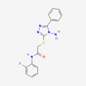 molecular formula C16H14FN5OS B2534408 2-((4-amino-5-phenyl-4H-1,2,4-triazol-3-yl)thio)-N-(2-fluorophenyl)acetamide CAS No. 760194-30-7