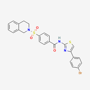 molecular formula C25H20BrN3O3S2 B2534415 N-[4-(4-bromophenyl)-1,3-thiazol-2-yl]-4-(3,4-dihydro-1H-isoquinolin-2-ylsulfonyl)benzamide CAS No. 361480-59-3