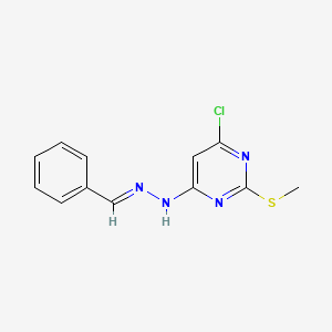 molecular formula C12H11ClN4S B2534421 4-氯-2-(甲硫基)-6-[(E)-2-(苯甲亚基)肼-1-基]嘧啶 CAS No. 339017-98-0