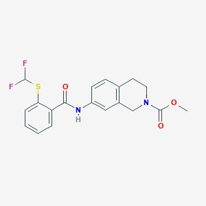 molecular formula C19H18F2N2O3S B2534427 methyl 7-(2-((difluoromethyl)thio)benzamido)-3,4-dihydroisoquinoline-2(1H)-carboxylate CAS No. 1798030-27-9