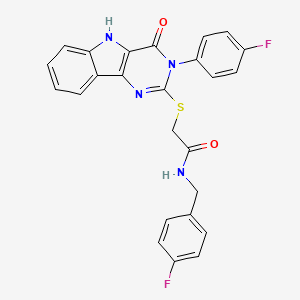 molecular formula C25H18F2N4O2S B2534429 N-(4-fluorobenzyl)-2-((3-(4-fluorophenyl)-4-oxo-4,5-dihydro-3H-pyrimido[5,4-b]indol-2-yl)thio)acetamide CAS No. 536711-50-9