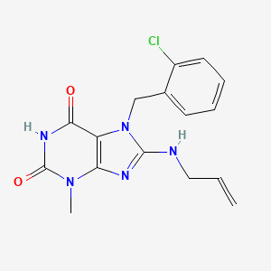 molecular formula C16H16ClN5O2 B2534440 7-[(2-氯苯基)甲基]-3-甲基-8-(丙-2-烯氨基)嘌呤-2,6-二酮 CAS No. 377051-63-3