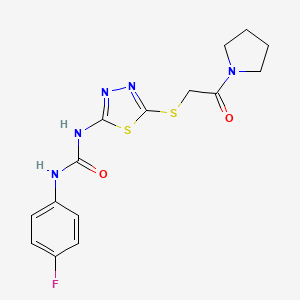 molecular formula C15H16FN5O2S2 B2534446 1-(4-Fluorophenyl)-3-[5-(2-oxo-2-pyrrolidin-1-ylethyl)sulfanyl-1,3,4-thiadiazol-2-yl]urea CAS No. 886934-65-2