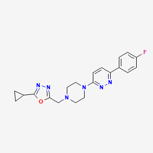 molecular formula C20H21FN6O B2534447 2-Cyclopropyl-5-[[4-[6-(4-fluorophenyl)pyridazin-3-yl]piperazin-1-yl]methyl]-1,3,4-oxadiazole CAS No. 2380193-83-7