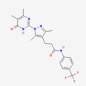 molecular formula C21H22F3N5O2 B2534452 3-(1-(4,5-dimethyl-6-oxo-1,6-dihydropyrimidin-2-yl)-3,5-dimethyl-1H-pyrazol-4-yl)-N-(4-(trifluoromethyl)phenyl)propanamide CAS No. 1172945-96-8