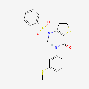 molecular formula C19H18N2O3S3 B2534456 3-[甲基(苯磺酰)氨基]-N-[3-(甲硫烷基)苯基]噻吩-2-甲酰胺 CAS No. 1226448-11-8