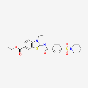 (Z)-ethyl 3-ethyl-2-((4-(piperidin-1-ylsulfonyl)benzoyl)imino)-2,3-dihydrobenzo[d]thiazole-6-carboxylate