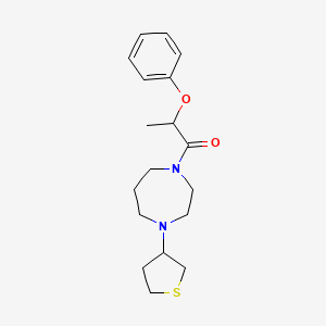 molecular formula C18H26N2O2S B2534459 2-Phenoxy-1-(4-(tetrahydrothiophen-3-yl)-1,4-diazepan-1-yl)propan-1-one CAS No. 2310102-92-0