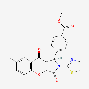 molecular formula C23H16N2O5S B2534475 4-[7-甲基-3,9-二氧代-2-(1,3-噻唑-2-基)-1,2,3,9-四氢色烯并[2,3-c]吡咯-1-基]苯甲酸甲酯 CAS No. 632317-68-1