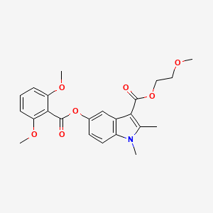 molecular formula C23H25NO7 B2534490 5-((2,6-二甲氧基苯甲酰)氧基)-1,2-二甲基-1H-吲哚-3-羧酸2-甲氧基乙酯 CAS No. 896833-05-9