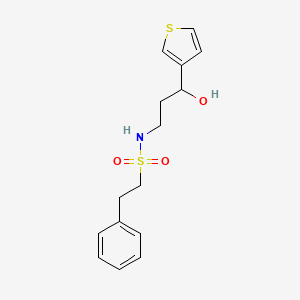 N-(3-hydroxy-3-(thiophen-3-yl)propyl)-2-phenylethanesulfonamide