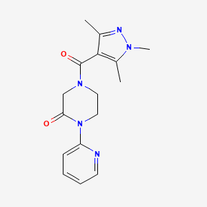 1-Pyridin-2-yl-4-(1,3,5-trimethylpyrazole-4-carbonyl)piperazin-2-one