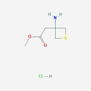 molecular formula C6H12ClNO2S B2534505 Methyl 2-(3-aminothietan-3-yl)acetate;hydrochloride CAS No. 2580214-76-0