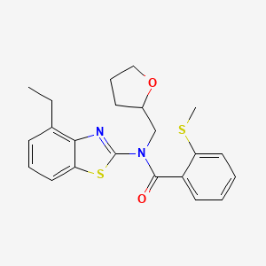 molecular formula C22H24N2O2S2 B2534507 N-(4-ethylbenzo[d]thiazol-2-yl)-2-(methylthio)-N-((tetrahydrofuran-2-yl)methyl)benzamide CAS No. 920263-65-6