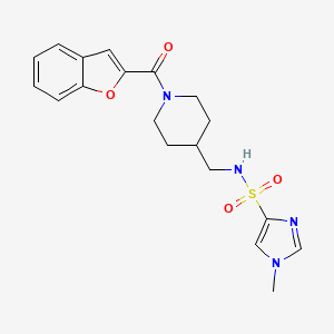 molecular formula C19H22N4O4S B2534508 N-((1-(benzofuran-2-carbonyl)piperidin-4-yl)methyl)-1-methyl-1H-imidazole-4-sulfonamide CAS No. 1428360-06-8
