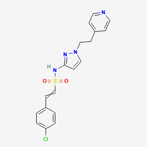 molecular formula C18H17ClN4O2S B2534512 2-(4-chlorophenyl)-N-{1-[2-(pyridin-4-yl)ethyl]-1H-pyrazol-3-yl}ethene-1-sulfonamide CAS No. 1384822-08-5