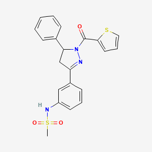 N-(3-(5-phenyl-1-(thiophene-2-carbonyl)-4,5-dihydro-1H-pyrazol-3-yl)phenyl)methanesulfonamide