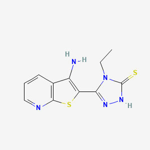 molecular formula C11H11N5S2 B2534540 5-(3-aminothieno[2,3-b]pyridin-2-yl)-4-ethyl-4H-1,2,4-triazole-3-thiol CAS No. 893785-20-1