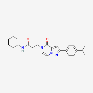 molecular formula C24H30N4O2 B2534543 N-cyclohexyl-3-{4-oxo-2-[4-(propan-2-yl)phenyl]pyrazolo[1,5-a]pyrazin-5(4H)-yl}propanamide CAS No. 1326877-56-8