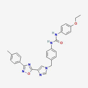 molecular formula C28H26N6O3 B2534547 1-(4-ethoxyphenyl)-3-(4-((4-(3-(p-tolyl)-1,2,4-oxadiazol-5-yl)-1H-imidazol-1-yl)methyl)phenyl)urea CAS No. 931314-44-2