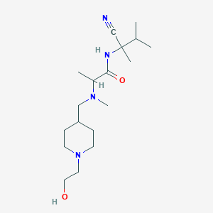 molecular formula C18H34N4O2 B2534557 N-(1-cyano-1,2-dimethylpropyl)-2-({[1-(2-hydroxyethyl)piperidin-4-yl]methyl}(methyl)amino)propanamide CAS No. 1333777-30-2