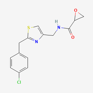 molecular formula C14H13ClN2O2S B2534565 N-[[2-[(4-Chlorophenyl)methyl]-1,3-thiazol-4-yl]methyl]oxirane-2-carboxamide CAS No. 2411262-18-3