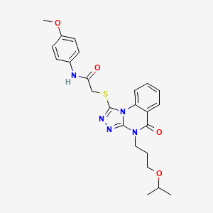 molecular formula C24H27N5O4S B2534571 N-(4-methoxyphenyl)-2-({5-oxo-4-[3-(propan-2-yloxy)propyl]-4H,5H-[1,2,4]triazolo[4,3-a]quinazolin-1-yl}sulfanyl)acetamide CAS No. 1111020-18-8