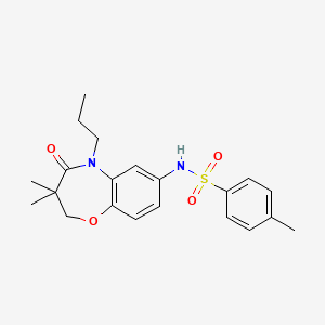 molecular formula C21H26N2O4S B2534581 N-(3,3-dimethyl-4-oxo-5-propyl-2,3,4,5-tetrahydrobenzo[b][1,4]oxazepin-7-yl)-4-methylbenzenesulfonamide CAS No. 922104-97-0