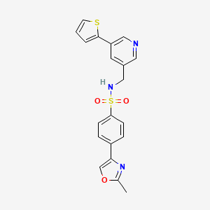 molecular formula C20H17N3O3S2 B2534582 4-(2-methyloxazol-4-yl)-N-((5-(thiophen-2-yl)pyridin-3-yl)methyl)benzenesulfonamide CAS No. 2034598-96-2