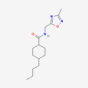 molecular formula C15H25N3O2 B2534590 4-butyl-N-((3-methyl-1,2,4-oxadiazol-5-yl)methyl)cyclohexanecarboxamide CAS No. 1234903-12-8