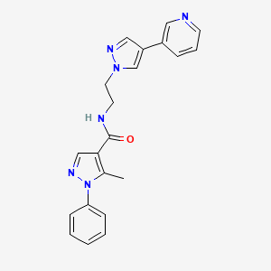 molecular formula C21H20N6O B2534592 5-methyl-1-phenyl-N-{2-[4-(pyridin-3-yl)-1H-pyrazol-1-yl]ethyl}-1H-pyrazole-4-carboxamide CAS No. 2097926-41-3