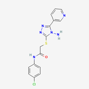 molecular formula C15H13ClN6OS B2534593 2-{[4-amino-5-(pyridin-3-yl)-4H-1,2,4-triazol-3-yl]sulfanyl}-N-(4-chlorophenyl)acetamide CAS No. 880801-85-4