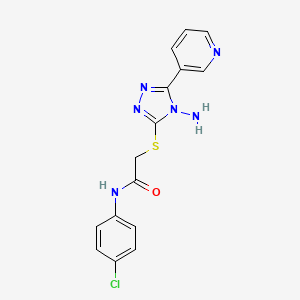 molecular formula C15H13ClN6OS B2534593 2-{[4-アミノ-5-(ピリジン-3-イル)-4H-1,2,4-トリアゾール-3-イル]スルファニル}-N-(4-クロロフェニル)アセトアミド CAS No. 880801-85-4