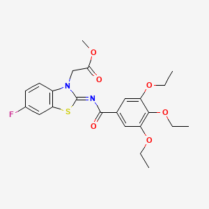 molecular formula C23H25FN2O6S B2534596 Methyl 2-[6-fluoro-2-(3,4,5-triethoxybenzoyl)imino-1,3-benzothiazol-3-yl]acetate CAS No. 941917-31-3