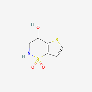 molecular formula C6H7NO3S2 B2534599 3,4-dihydro-2H-thieno[2,3-e][1,2]thiazin-4-ol 1,1-dioxide CAS No. 1030422-61-7