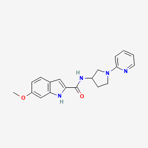 molecular formula C19H20N4O2 B2534603 6-甲氧基-N-(1-(吡啶-2-基)吡咯烷-3-基)-1H-吲哚-2-甲酰胺 CAS No. 1795458-24-0